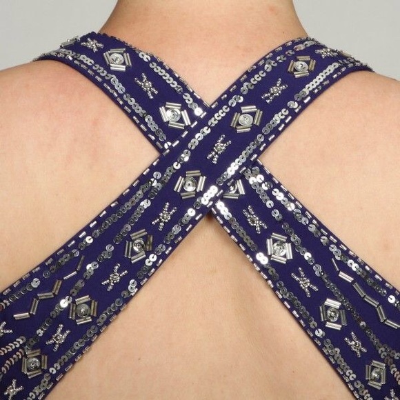 Adrianna Papell Beaded Criss-cross Spray Back 👗 - Picture 4 of 8
